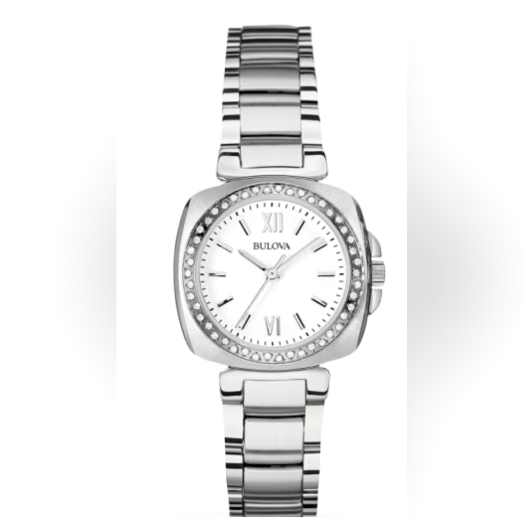 Bulova Diamond Gallery White Dial Stainless Steel Ladies Watch